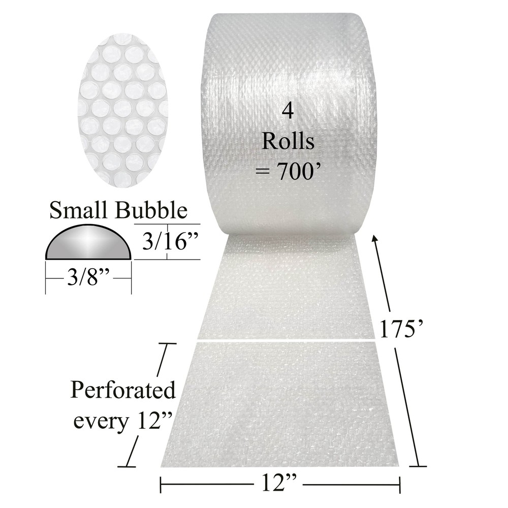 UOFFICE Small Bubble Cushioning Roll 12" x 700' long perforated
