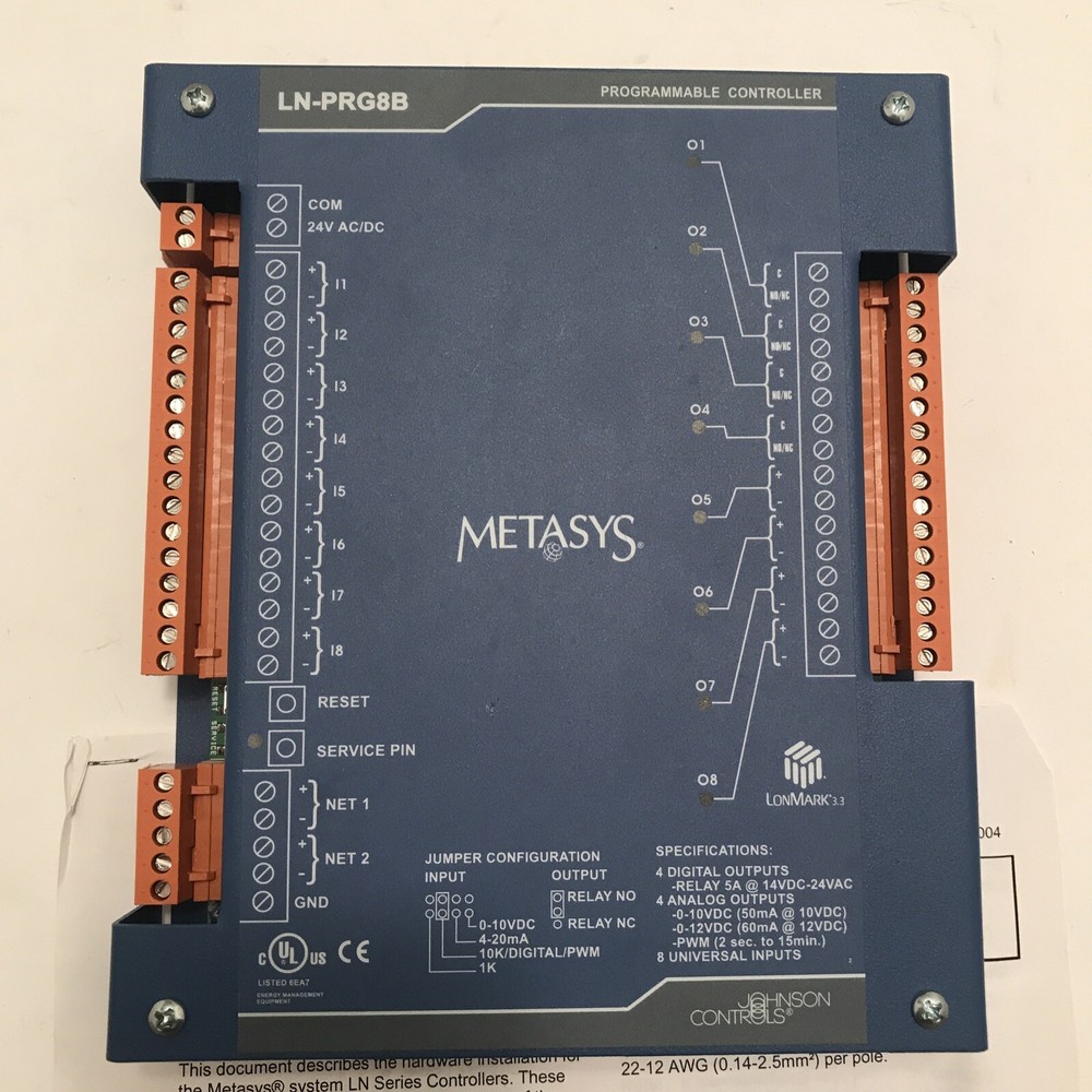 Johnson Controls Metasys LN Series Programmable Controller LN-PRG8B-0
