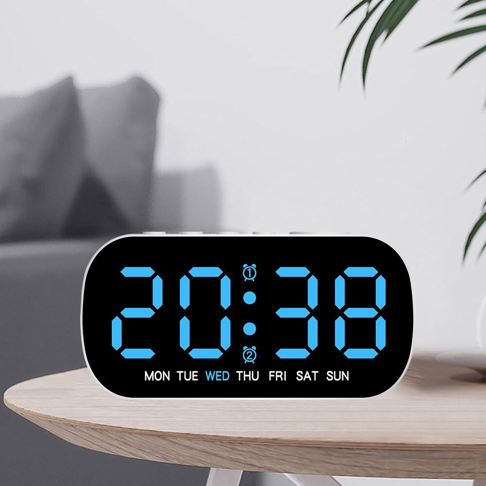 Electric Digital Alarm Clock LED Large Display Battery Backup Snooze Dual Alarm