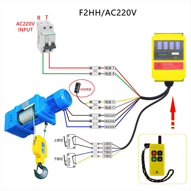 Industrial Remote Control Switch Crane Transmitter 4 Channels Built-in Contactor