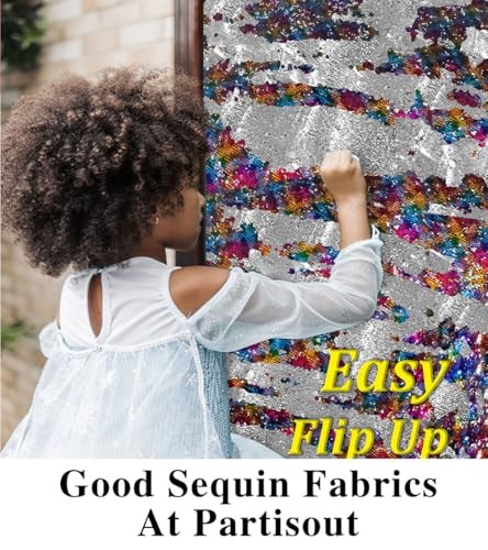 Sequin Fabric Mermaid Fabrics 3 Feet 5mm Glitter 1yard Rainbow to Silver