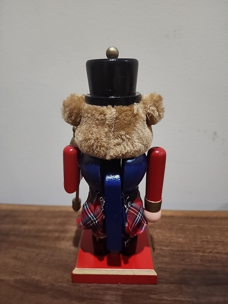 Nutcracker- Scottish Bear With Kilt and Black Hat Christmas 8" Nutcracker