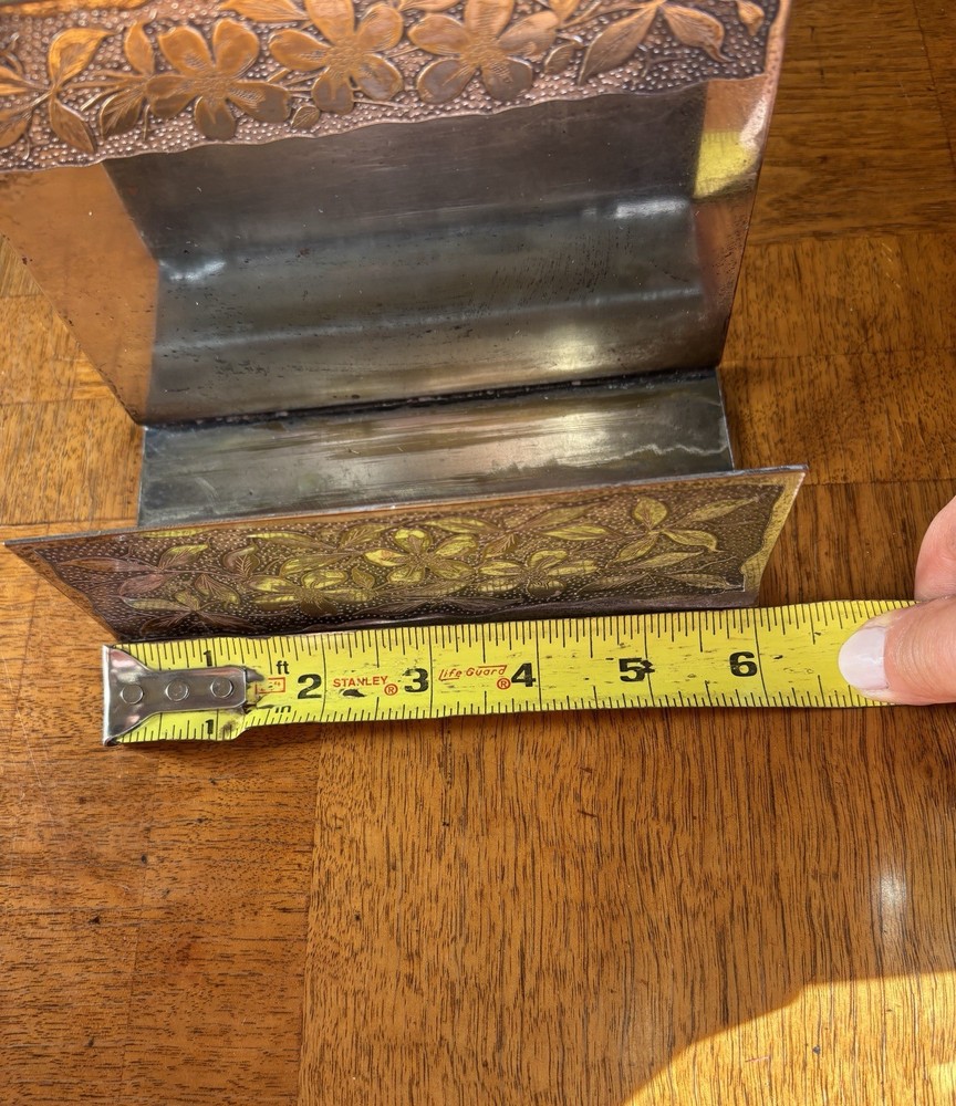 Vintage Silver Plate Repousse Letter/Napkin Holder With Floral Design