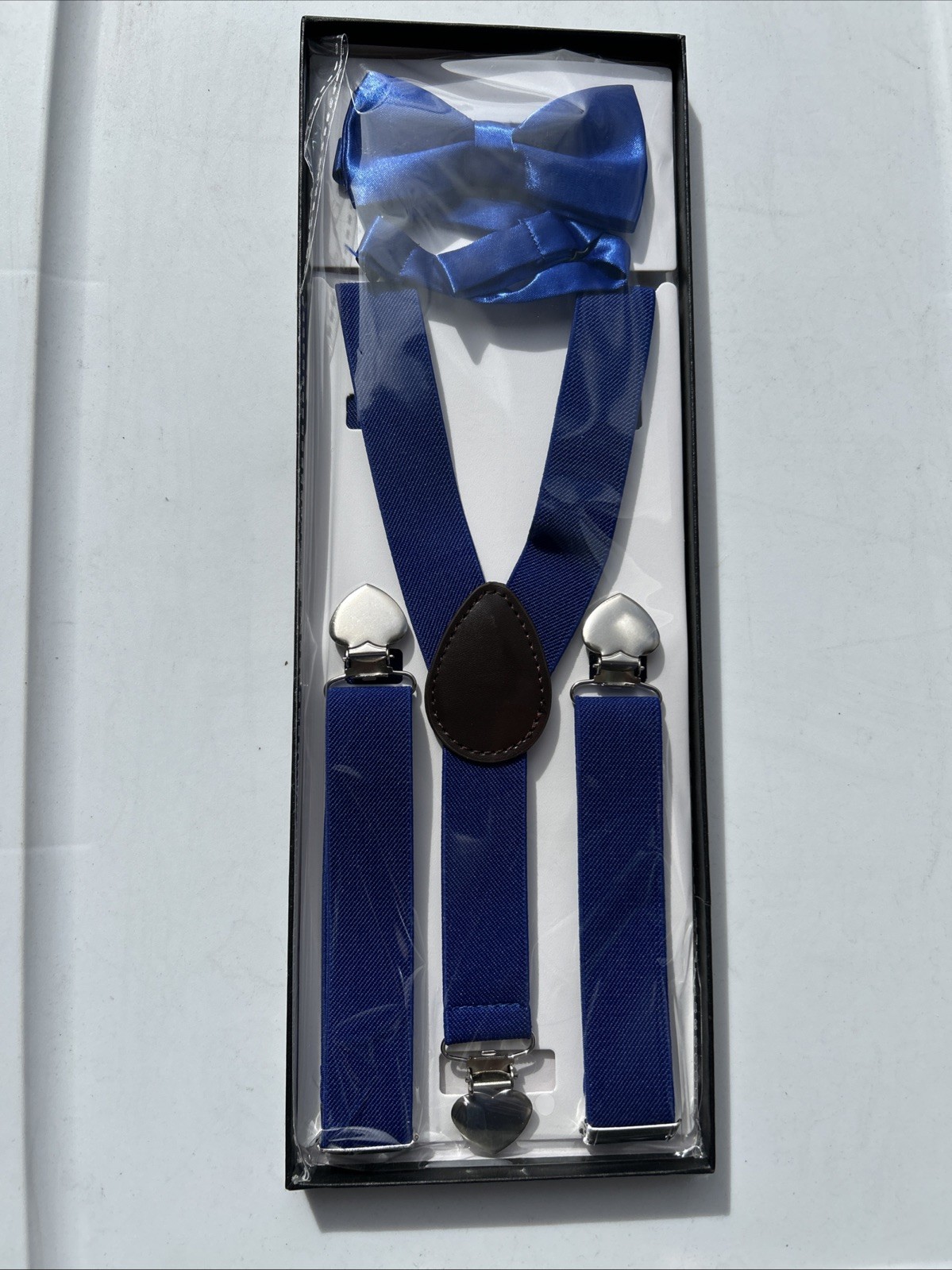 Boys Royal Blue Matching Bow Tie Suspender Set Kids Unisex Dress Up Wedding