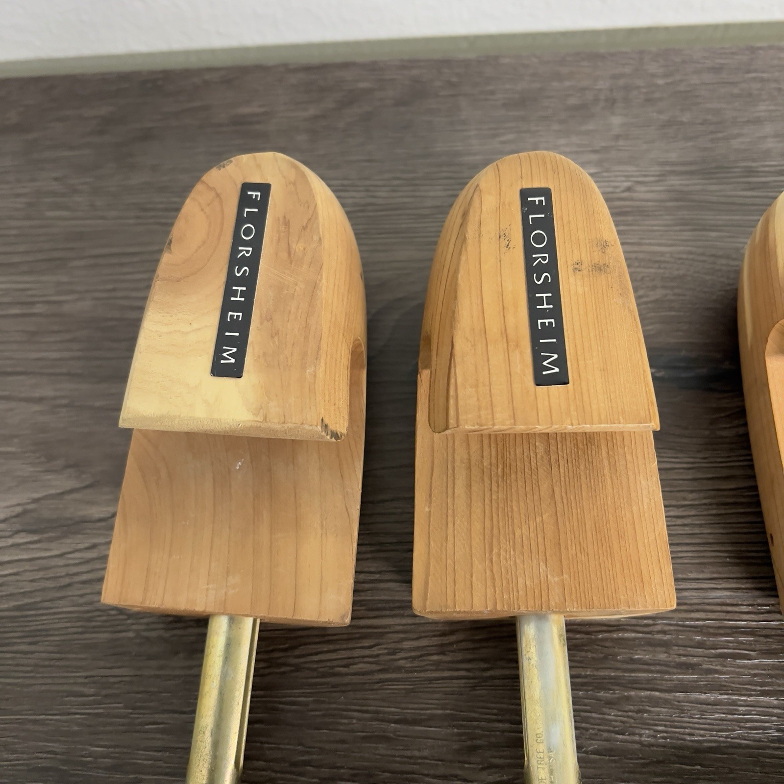 Vintage Florsheim Large Travel Tree Shoe Keepers Stretchers Cedar Wood 2 Pr