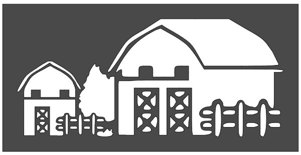 5"x10" Clear Plastic Stencil - Farm Barn (SC827)