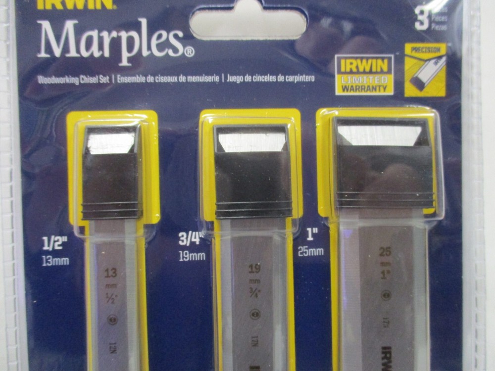 Irwin Marples 3pc Precision Woodworking Chisel Set 1/2", 3/4", 1"