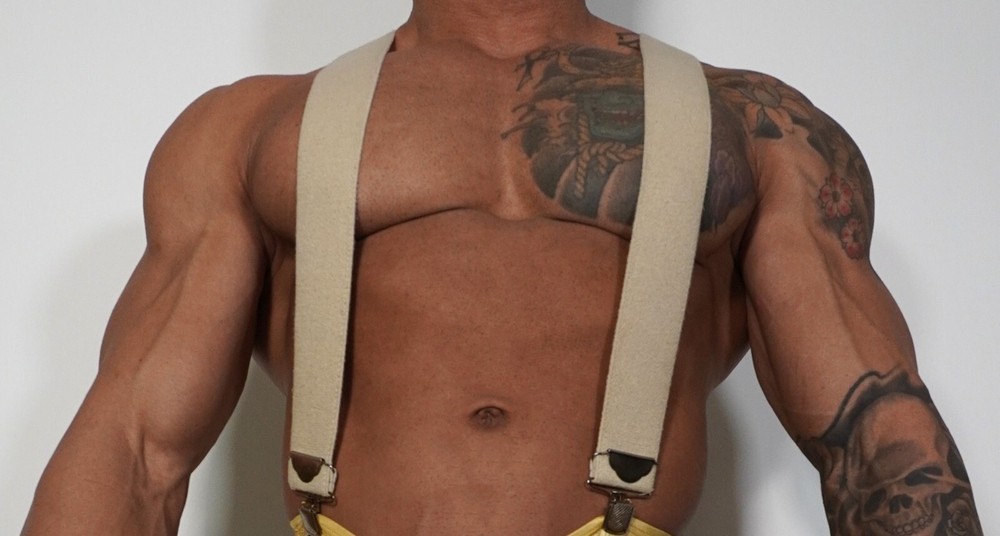 WIDE BEIGE SUSPENDERS