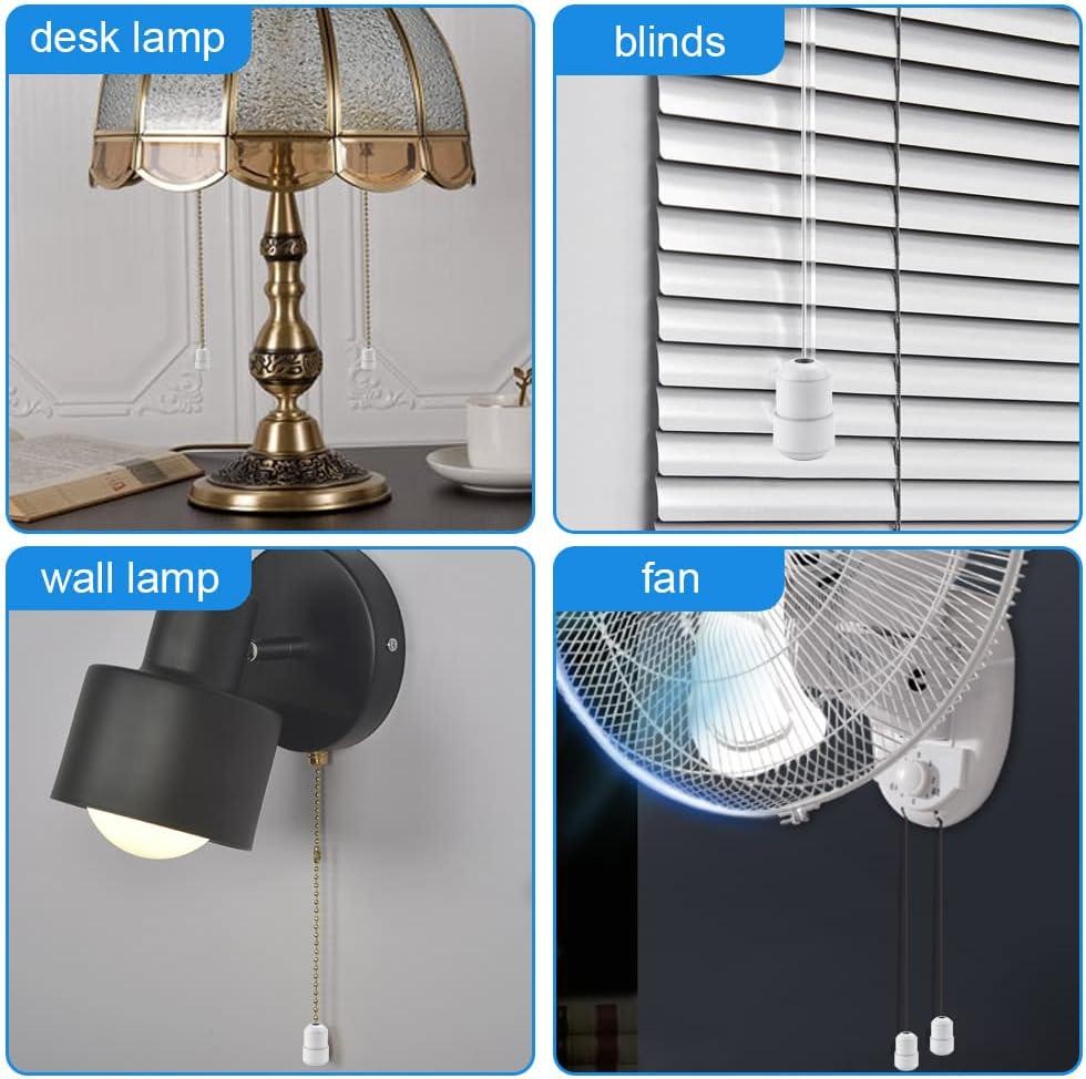 5 PCS Cord Connector for Light Pull, Metal Blind Pull Cord Ends White Light Pull