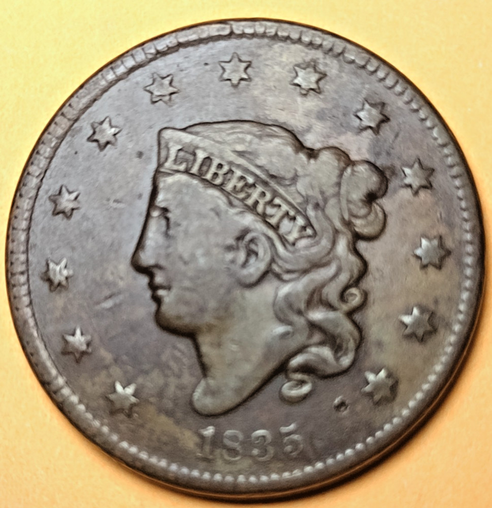 1835 Large Cent Small 8 and Stars