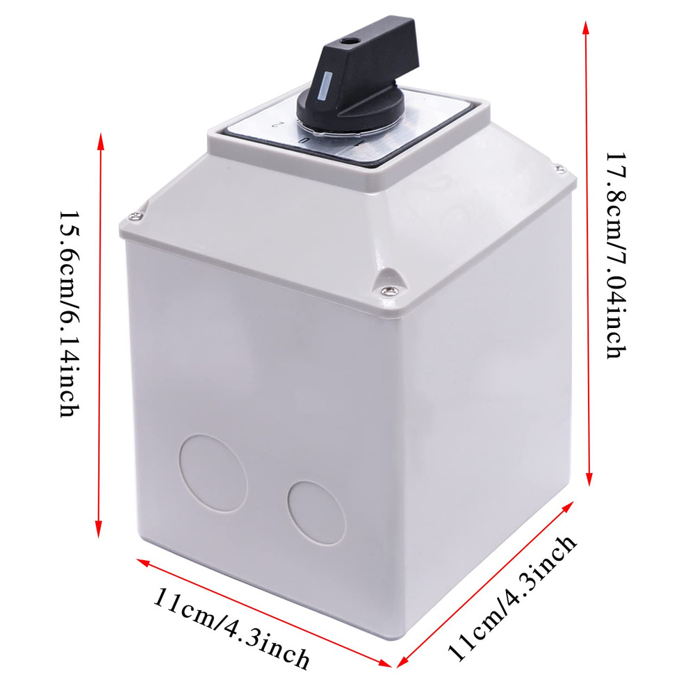 Changeover Switch 3 Position Selector Switch Box 12 Terminals 63A 690V Universal