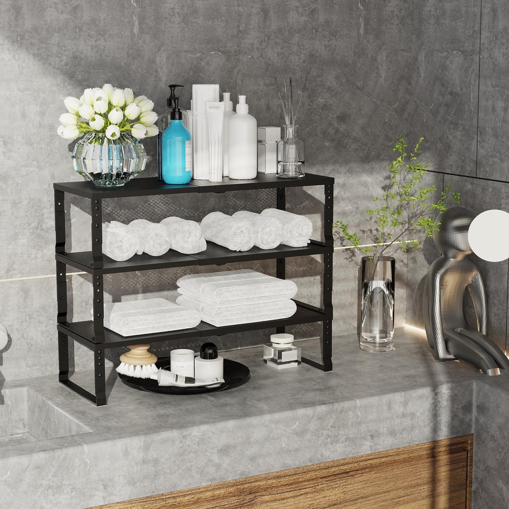 Expandable Adjustable Stackable Kitchen Organizer, Spice Rack,Metal Pantry St...