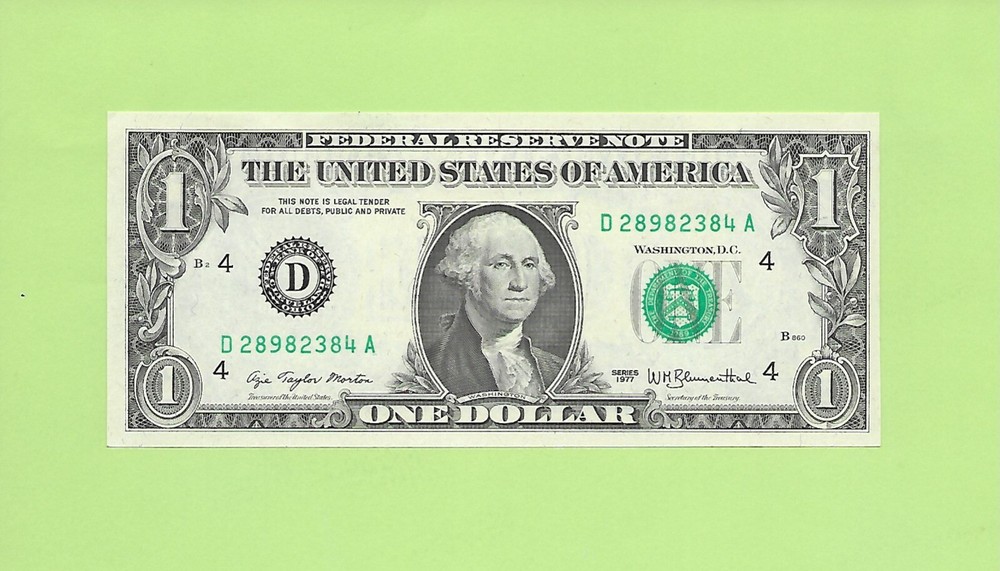 1977 ..UNCIRC $1  D 2898 2384 A  .... 1977  $1  D-A     NICE NOTE      FRN