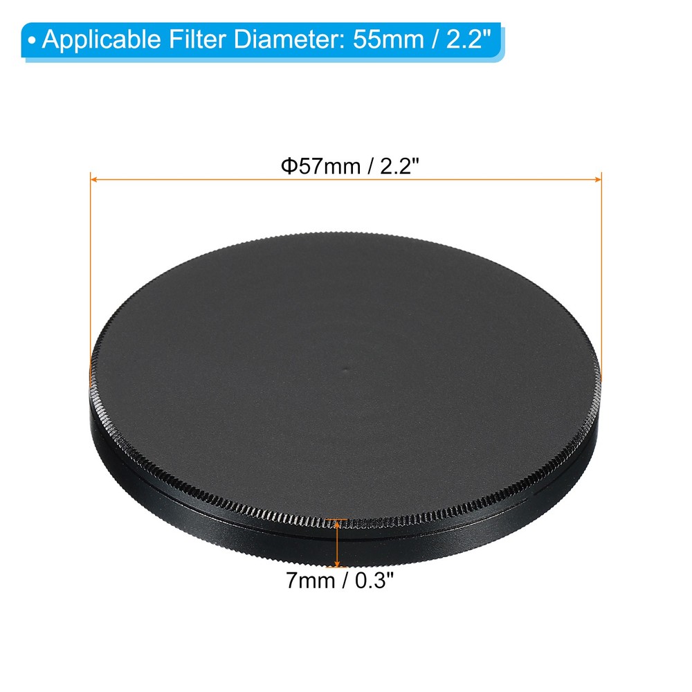 55mm Lens Filter Stack Cap Aluminum Alloy Circular Filter Stacks Black