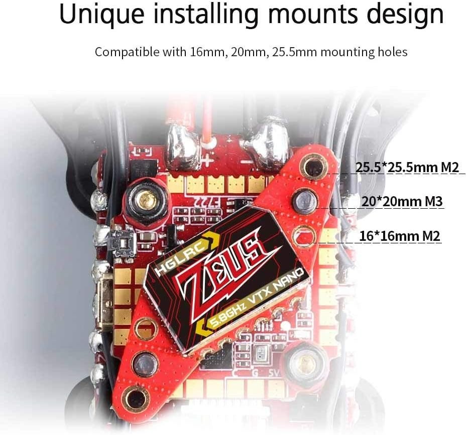 Zeus350mW VTX M2 M3 16x16 20x20 25.5x25.5 5.8GHz Mini MT (SMA)