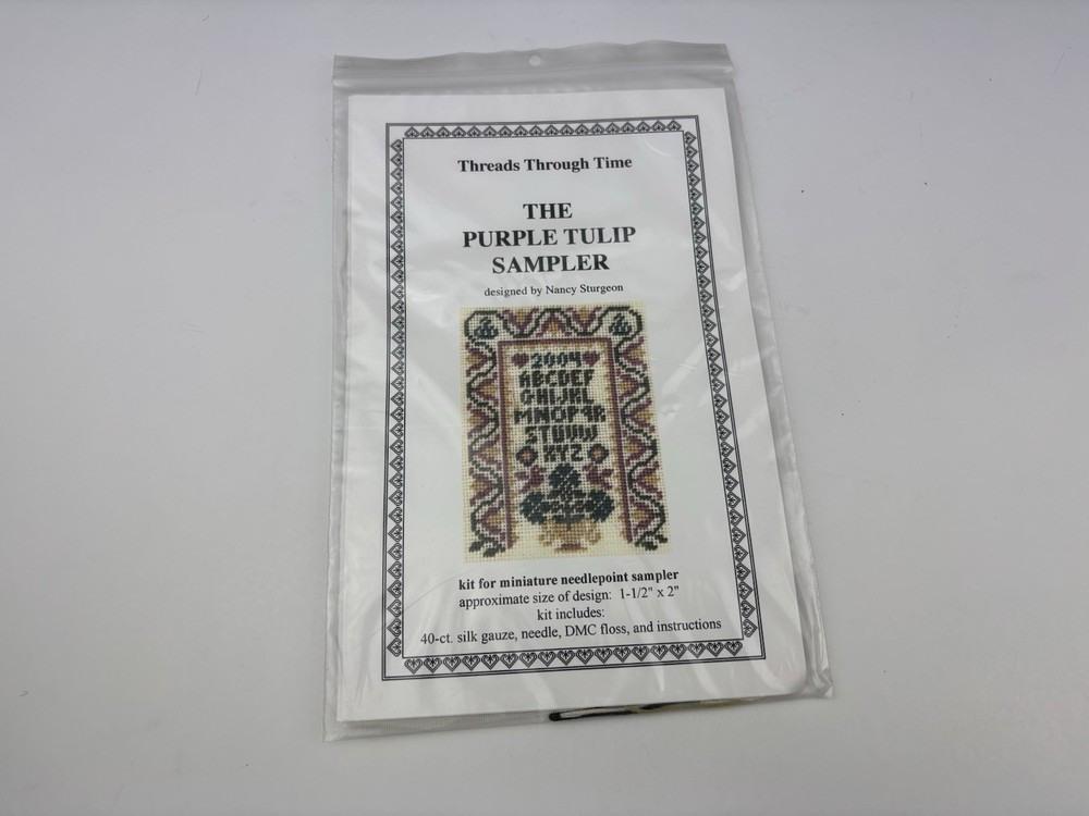 Threads Through Time The Purple Tulip Sampler Needlepoint Pattern Kit 6S