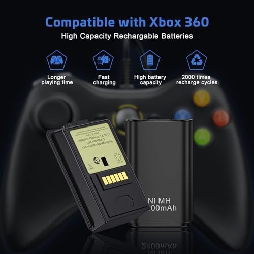 Rechargeable Batteries & Dual Charging Station for Xbox 360 Controller - 2 Pack