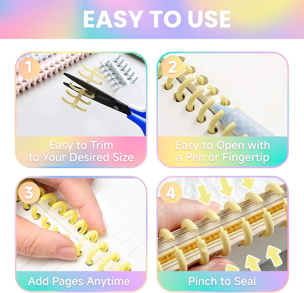 20 PCS Comb Binding Spines,Plastic Spiral Binding Coils,Easy to Adding Pages for