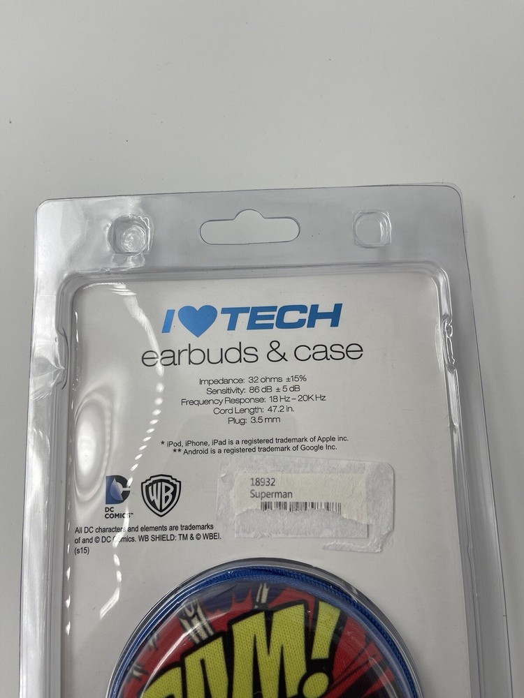 DC Comics Superman Earbuds & Case Flying Image BAM! Ipad Iphone Android