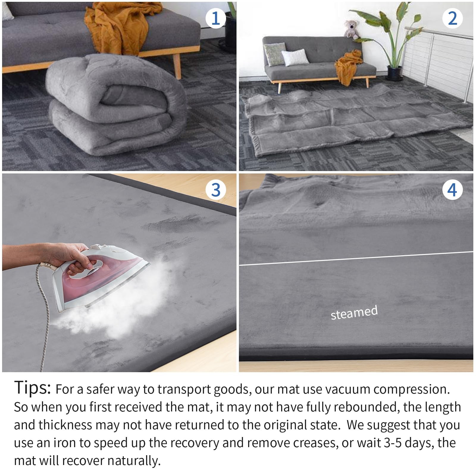 Baby Play Mat for Floor,1.3" Thick Memory Foam Tummy Time Mat,Soft Coral Velv...