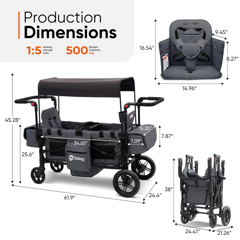 Stroller Wagon Convertible 2 Kids Canopy