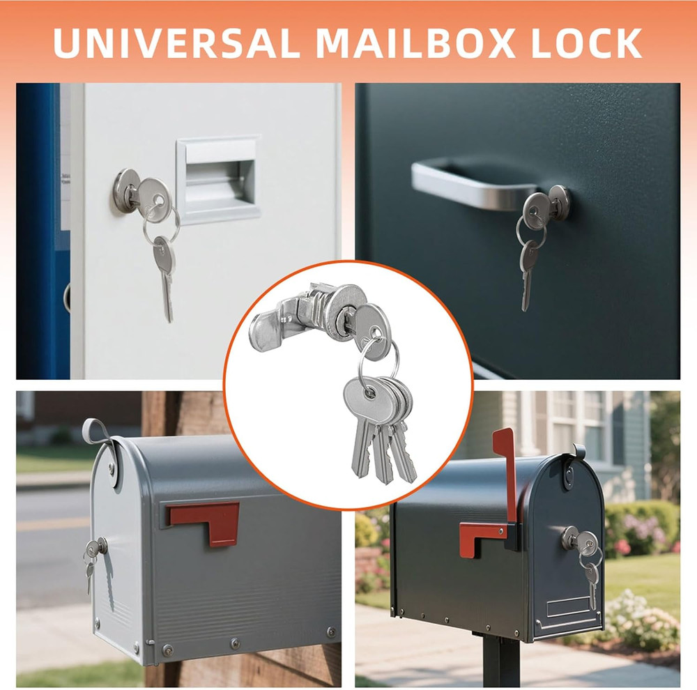 Mailbox Lock Replacement with 4 Keys - Multipurpose Mail Box Locks Compatible wi