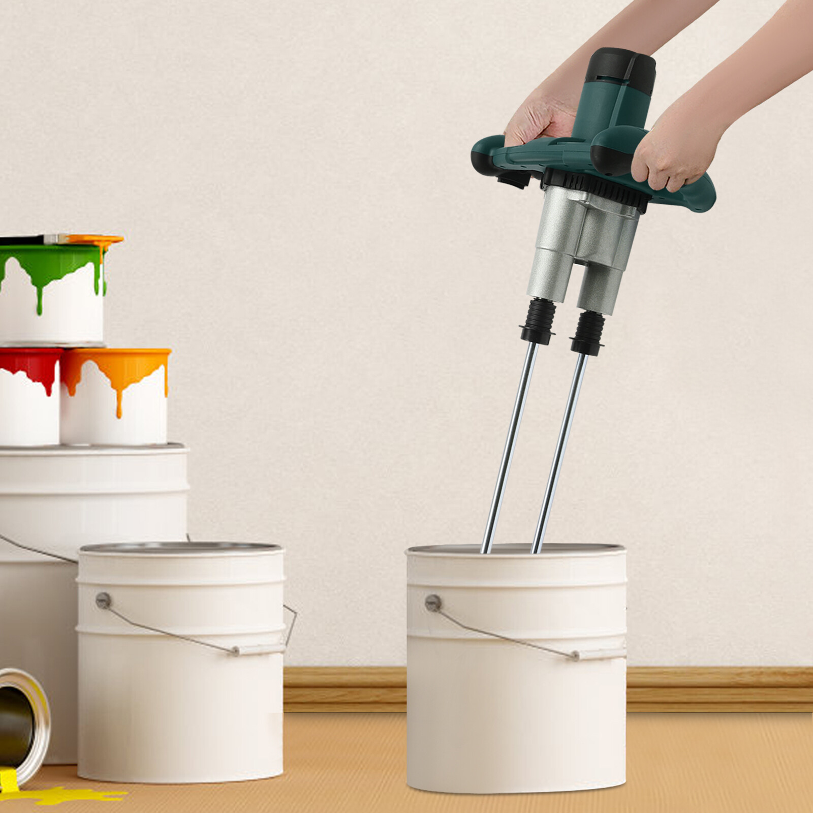 1800w Concrete Mortar Mixer Cement Grout Plaster Stirrer Double Paddle Mixer USA