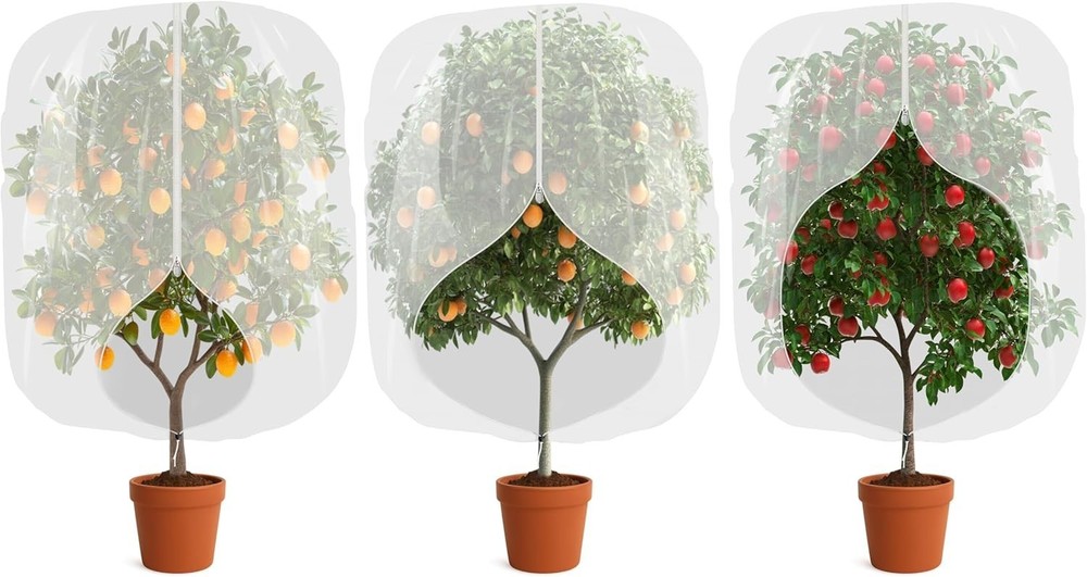 Breathable 3pk Fruit Tree Netting with Adjustable Drawstring - Protects Berries
