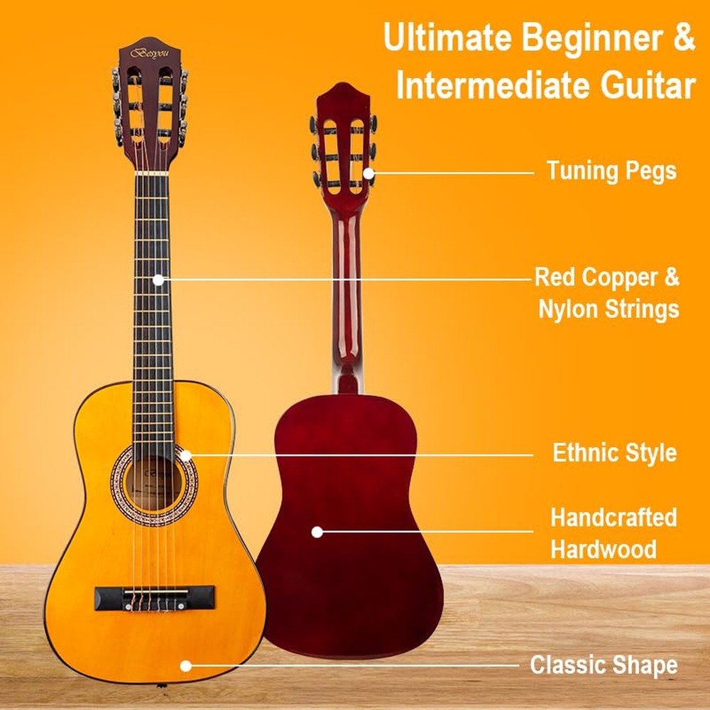 30in Beginner Acoustic Guitar Basic Starter Kit Tuner Capo Strings Winders St...