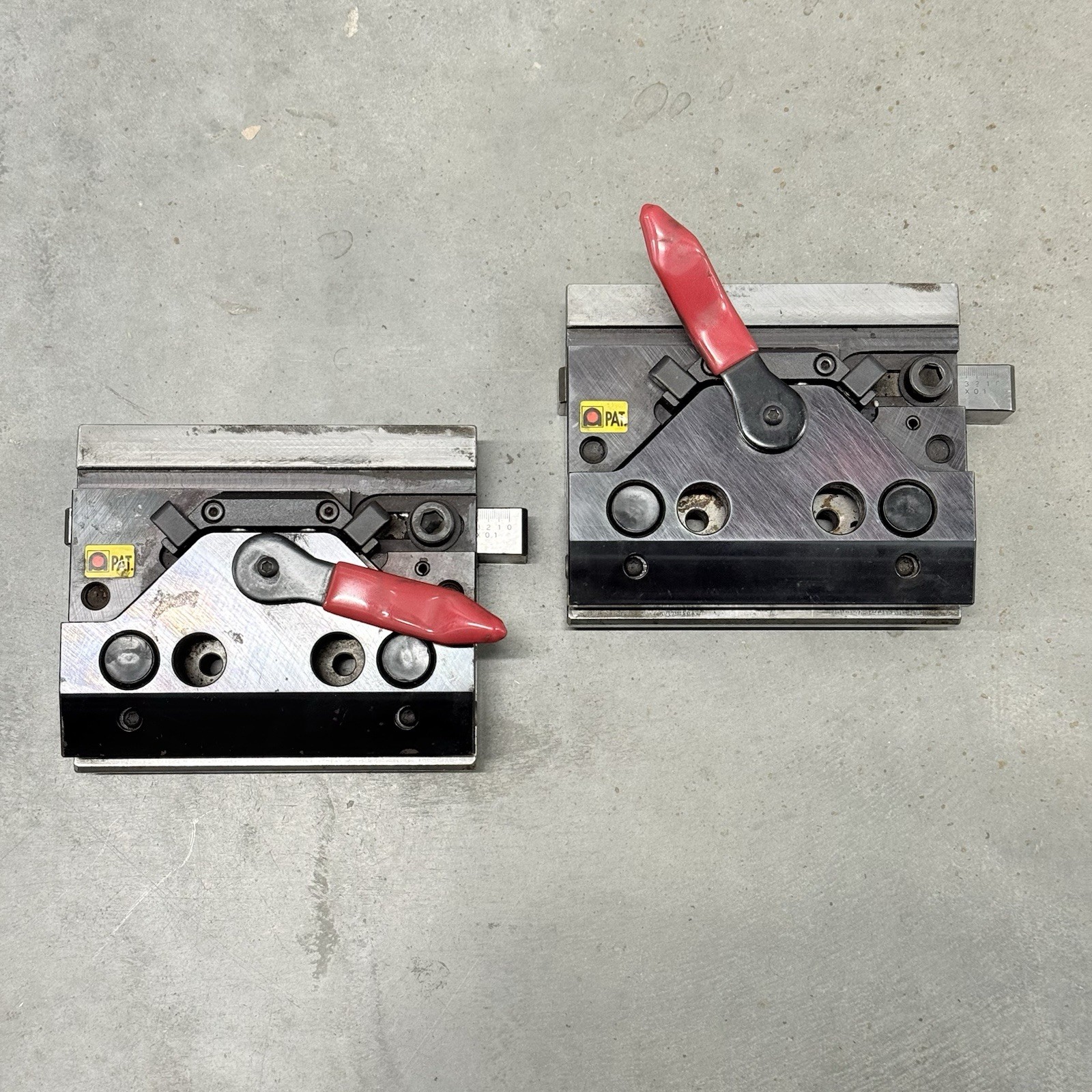 (2) Genuine Amada Single Slide Press Brake Quick Release Clamp Punch Holders