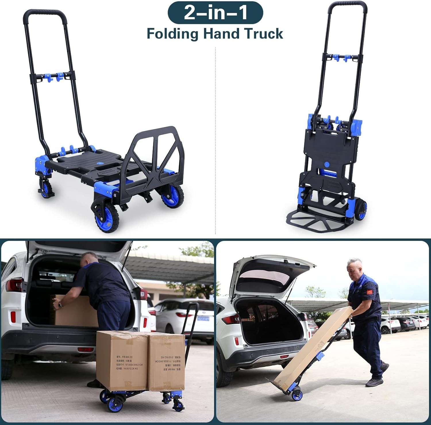 multi-functional Folding Hand Truck, Utility Dolly Platform Cart with a frame
