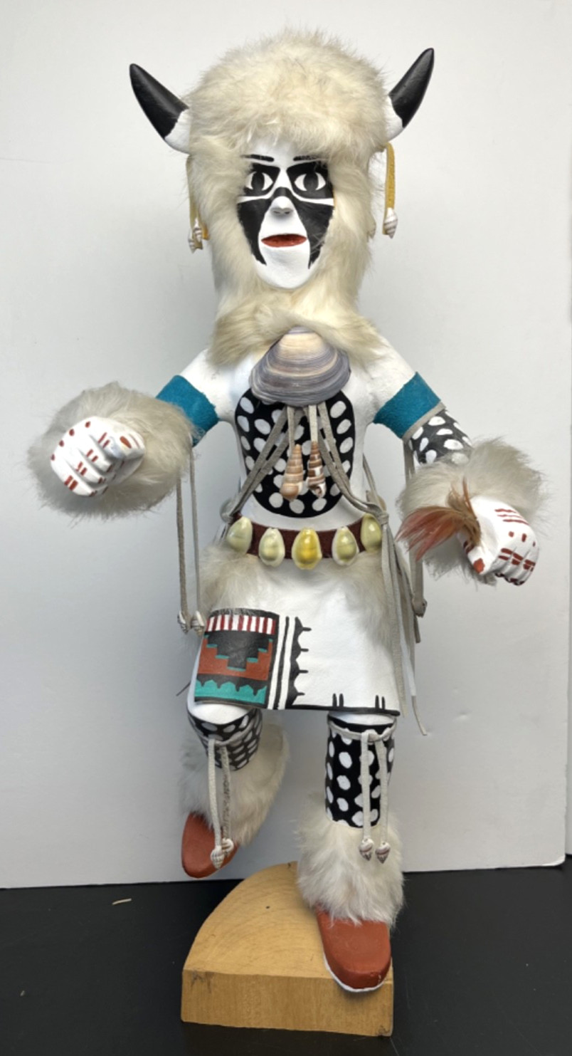 White Buffalo Dancer VNTG Native American 18.5" Kachina Doll, Signed by IMSB