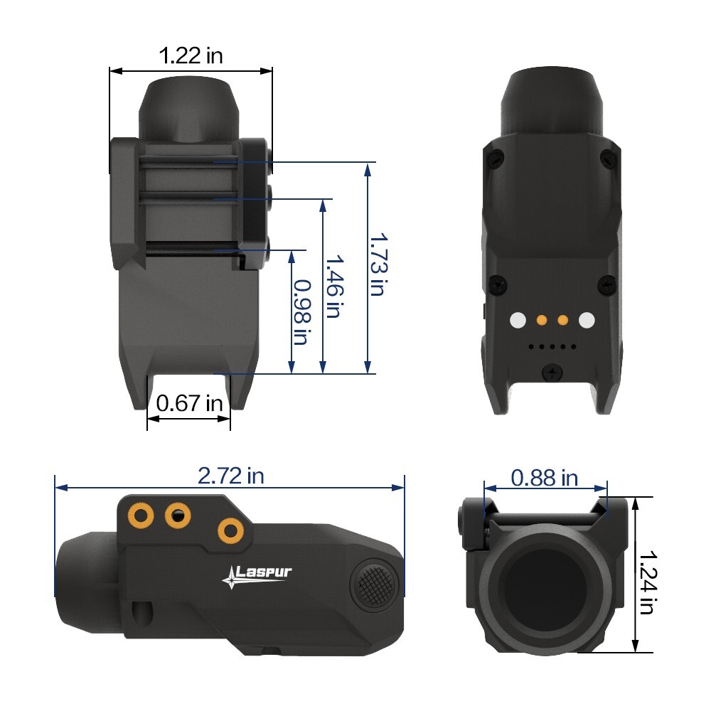 Laspur Tactical Sub Compact Gun Light Flashlight, Rechargeable Battery