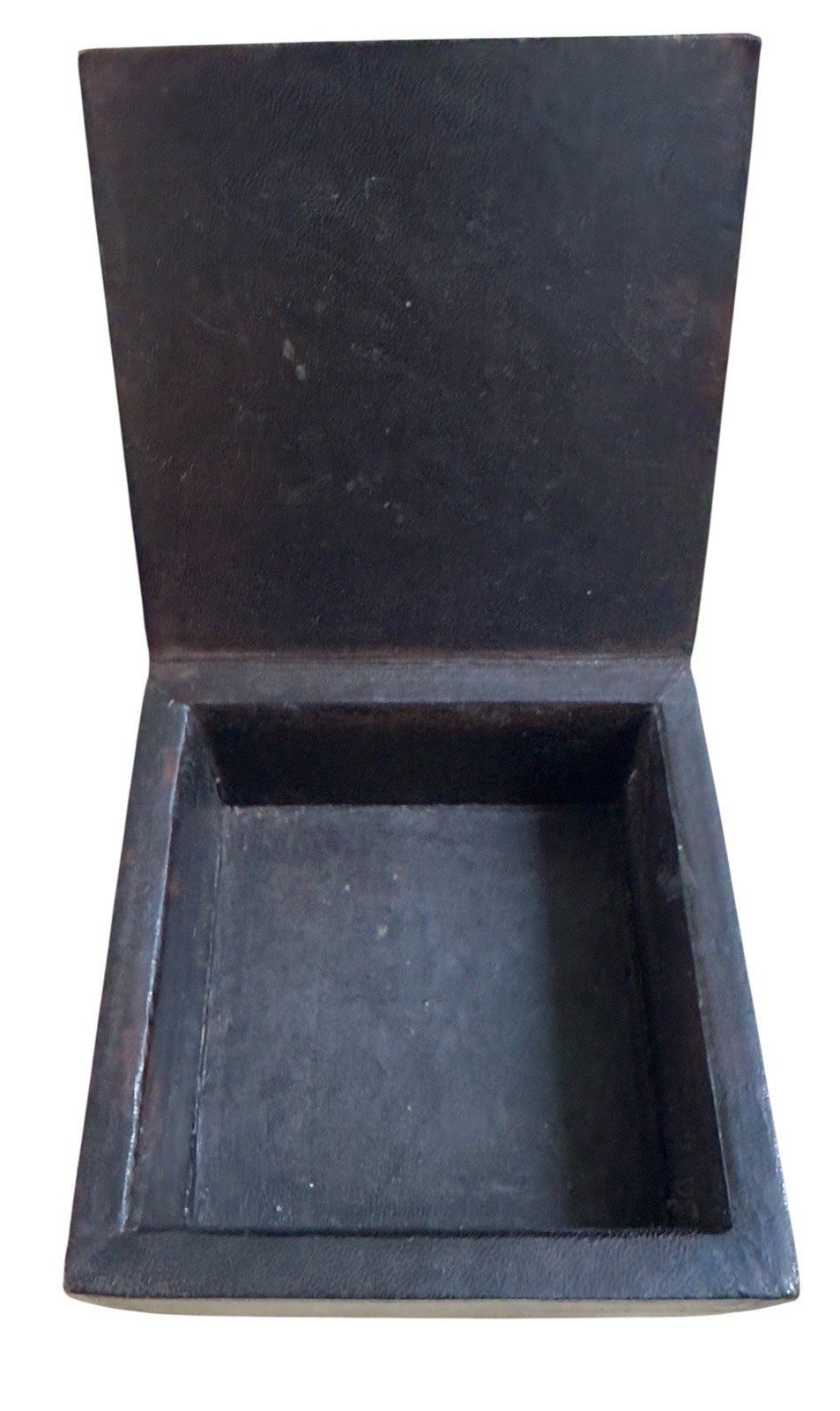 Vintage Saharan Tuareg Hand Tooled Camel Black Leather Talisman Box West Africa