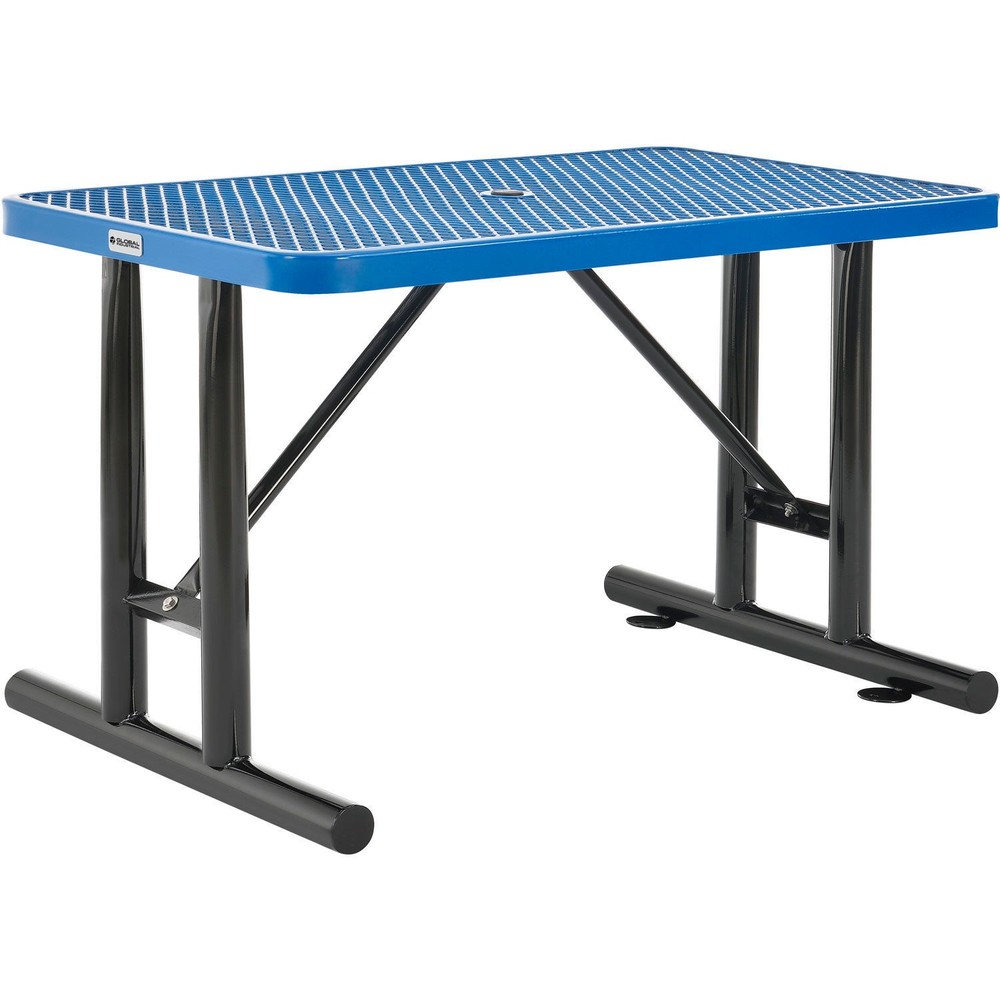 Global Industrial 4' Rectangular Expanded Metal Outdoor Table Blue