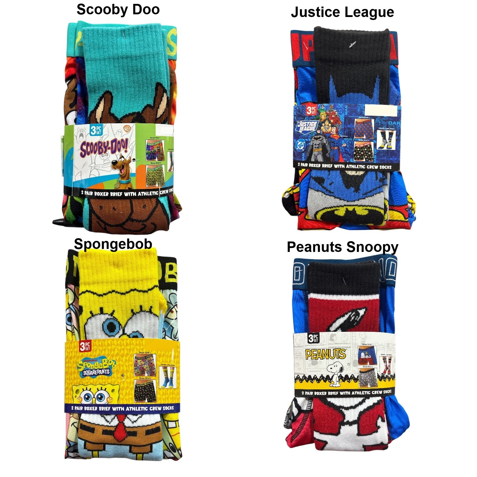 Licensed Character Men's 2 Pack Boxer Brief with Athletic Crew Socks Set