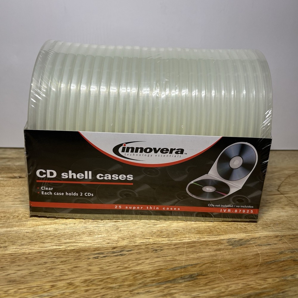CD Shell Case, 25 Super Thin Clear Cases, Innovera Technology 2 CD DVD Per Case