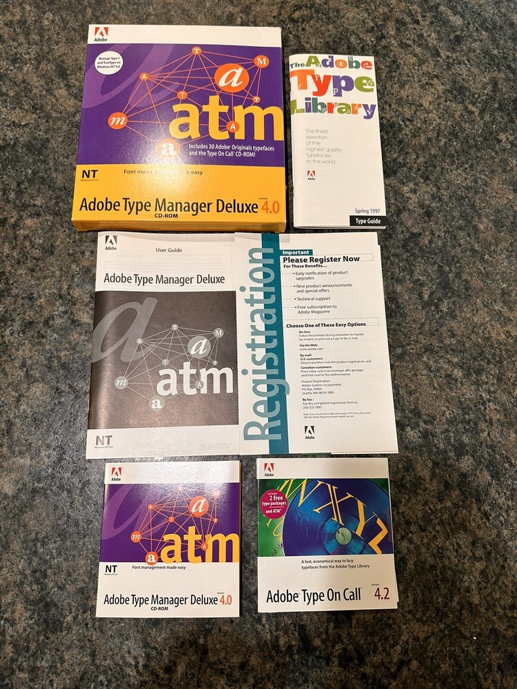 Adobe Type Manager Deluxe 4.0 Vintage Software for Windows Set Plus 4.2 Type