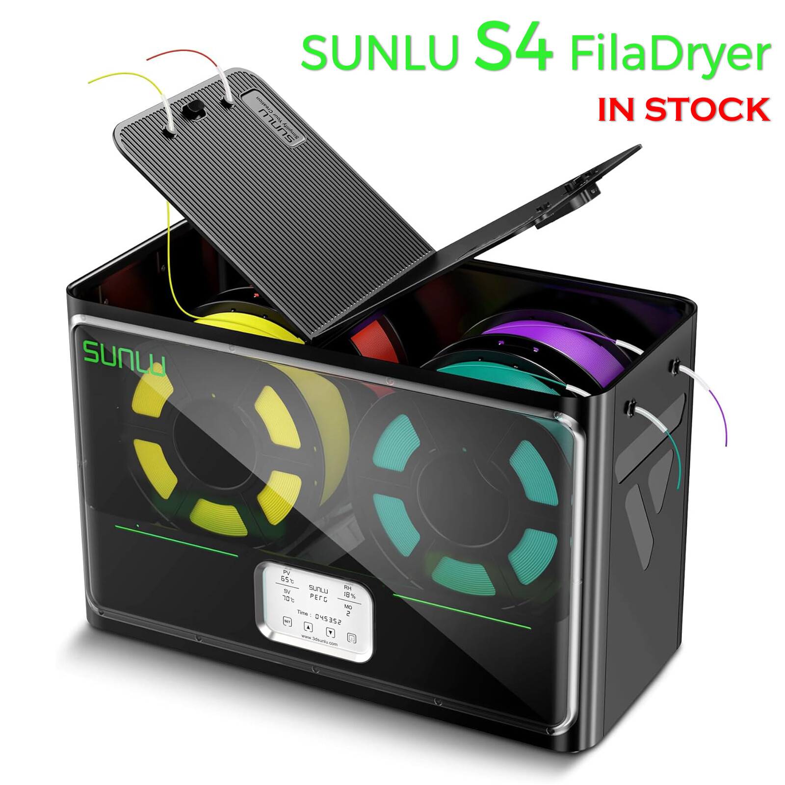 SUNLU S4 Filament Dryer 4 Spools Capacity Nylon TPU PLA PETG ABS Dryer Box Timer