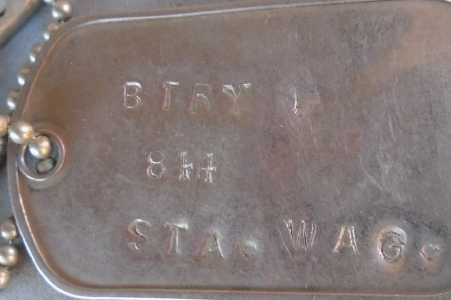 US Army dog tag marked "BTRY F"