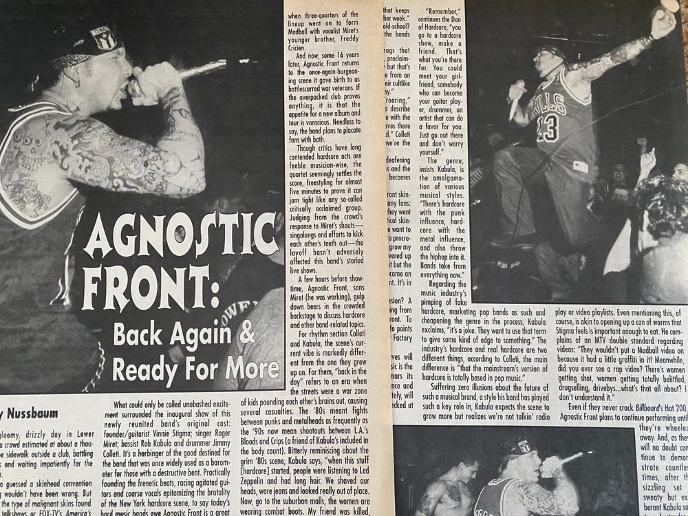 Agnostic Front, Two Page Vintage Clipping
