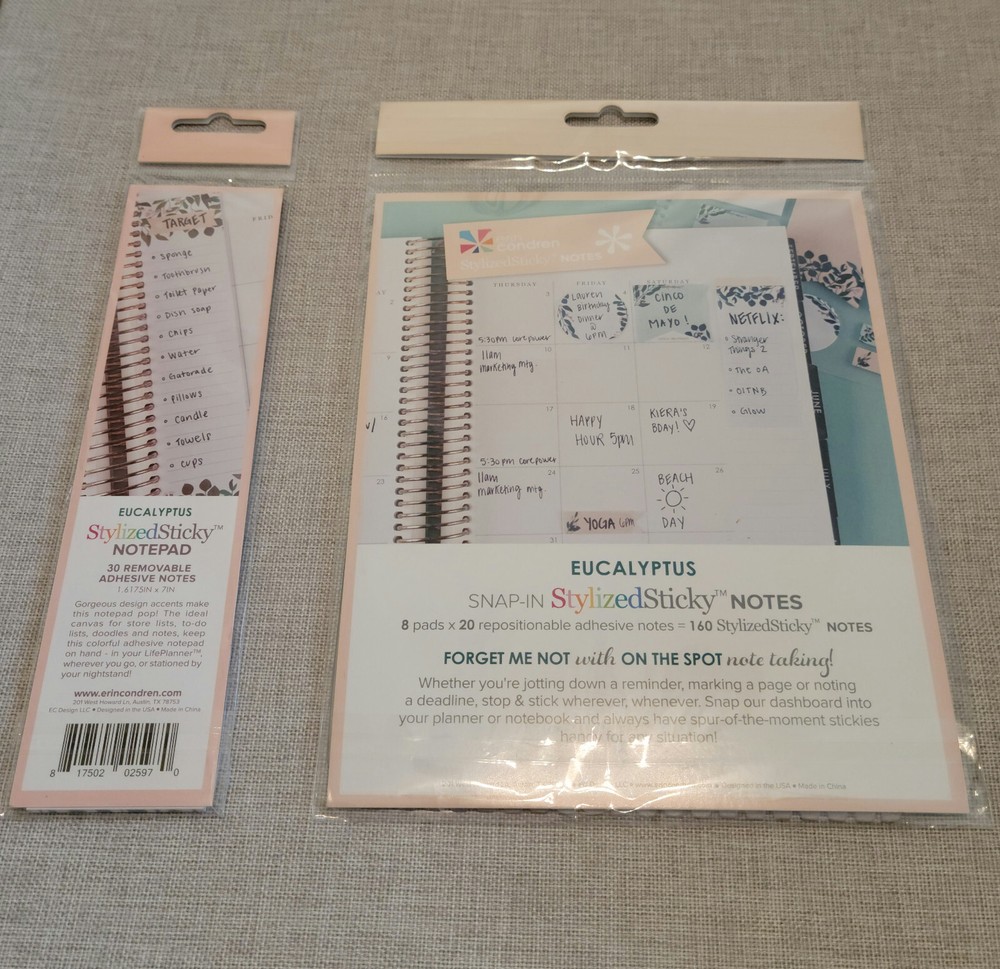 Erin Condren Eucalyptus Snap-in Stylized Sticky Notes and Sticky Notepad