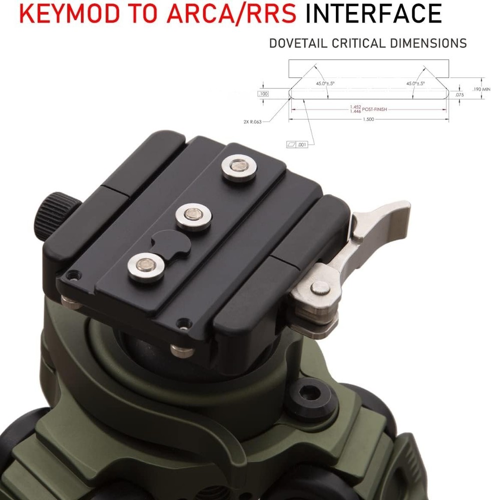 Precision Machined Keymod to Arca Quick Release Adapter for Ultimate Stability