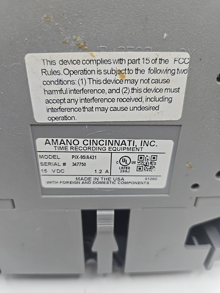 Amano PIX-95 Electronic Card Punch - Time Clock