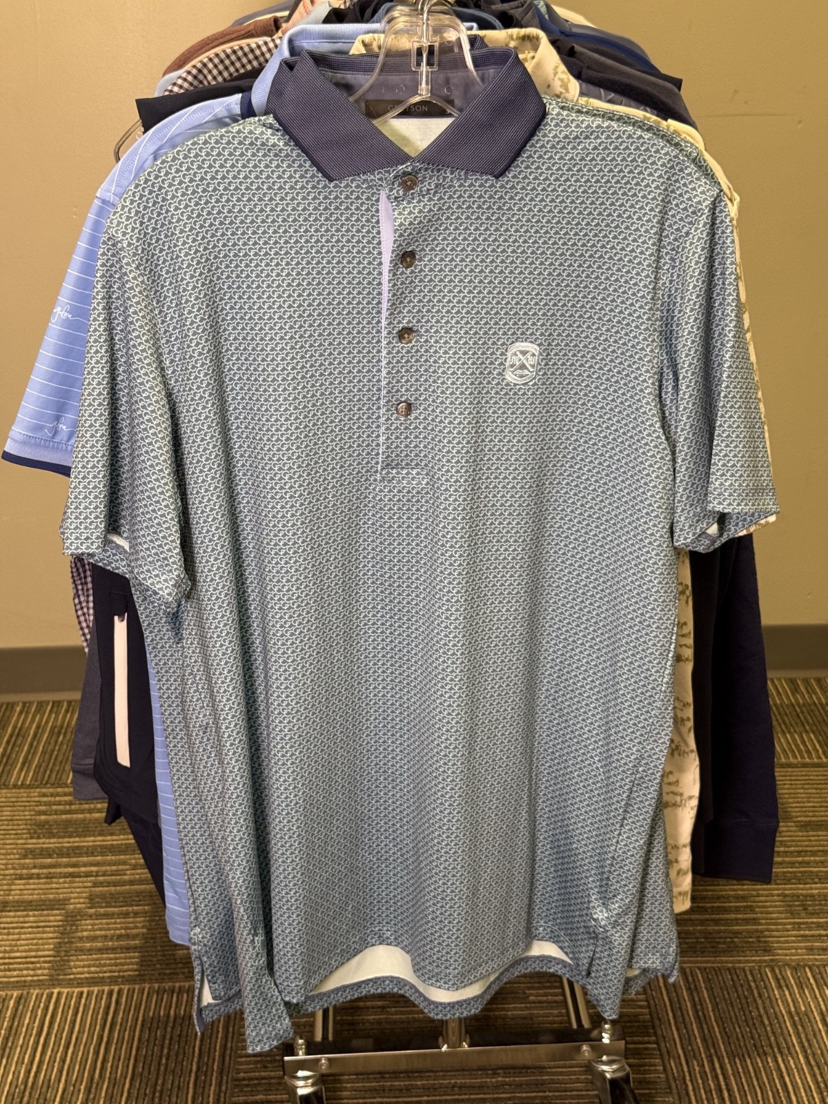 NWT MEN'S GREYSON CHAIN LINKED POLO, SIZE: S, COLOR: TORRENT (M10.22)