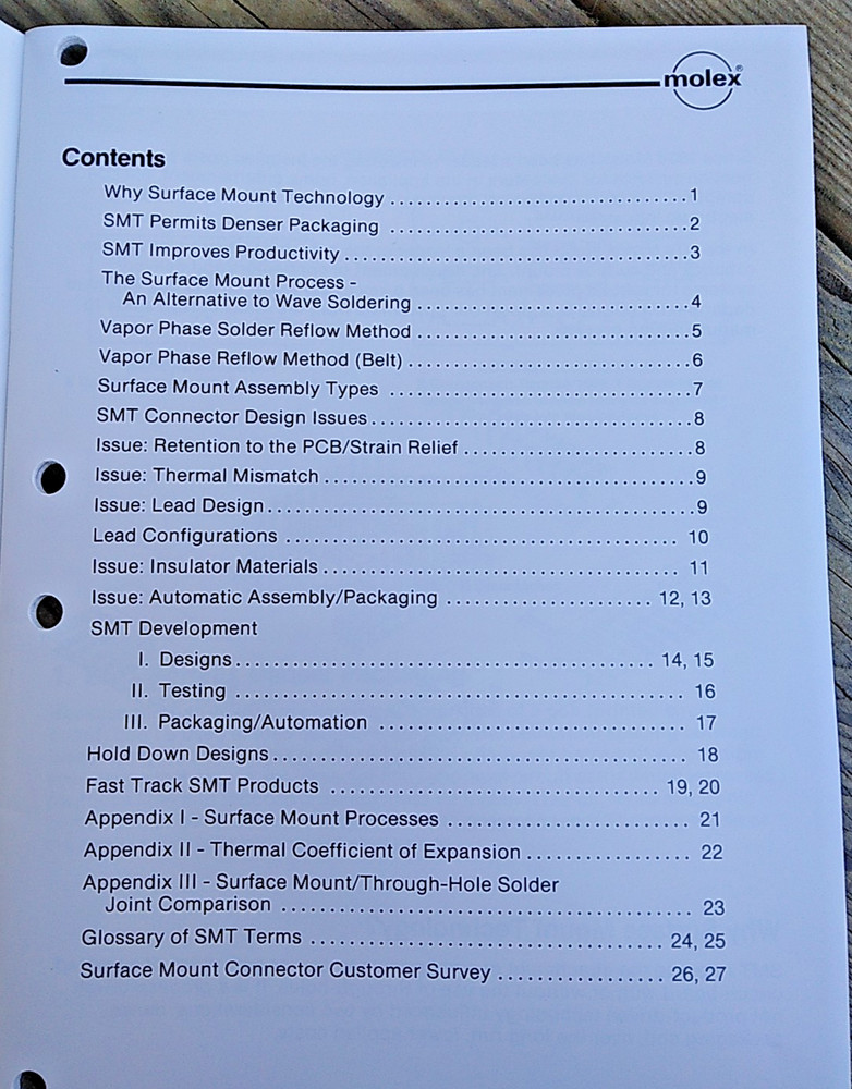 1986 Molex Surface Mount Technology Handbook – 25 Pages – Vintage SMT Reference