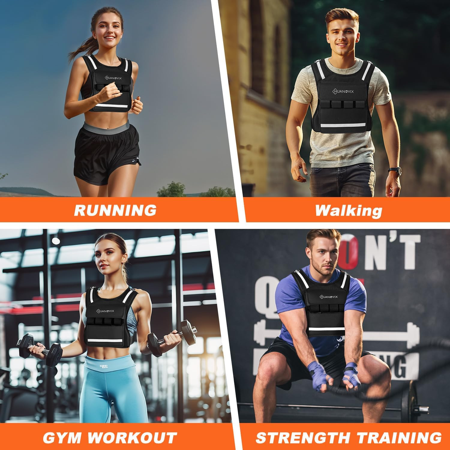 Weighted Vest, 0-40 LBS Adjustable Weight Vest with Reflective Stripe, No Weight