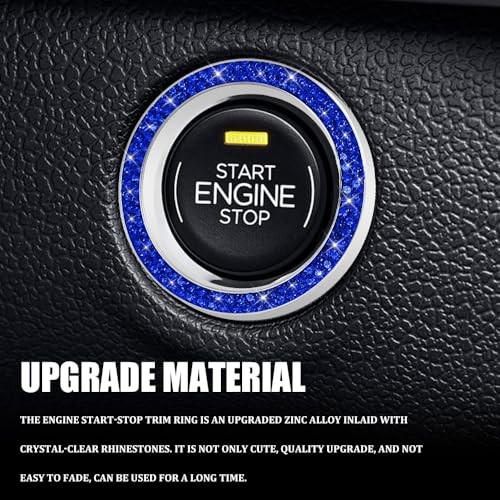 Car Engine Start Stop Decoration Ring, Car Engine Start Button 1PCS Bright Blue