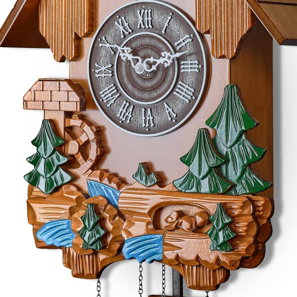 Cuckoo Clock with Automatic Night Mode, Swinging Pendulum and Quartz Movement...