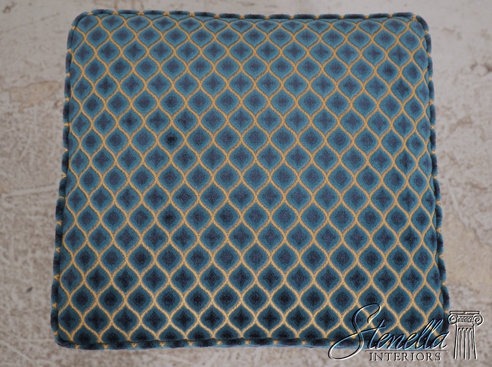 71069: Pair Modern Design Ebony Leg Upholstered Ottoman Stools